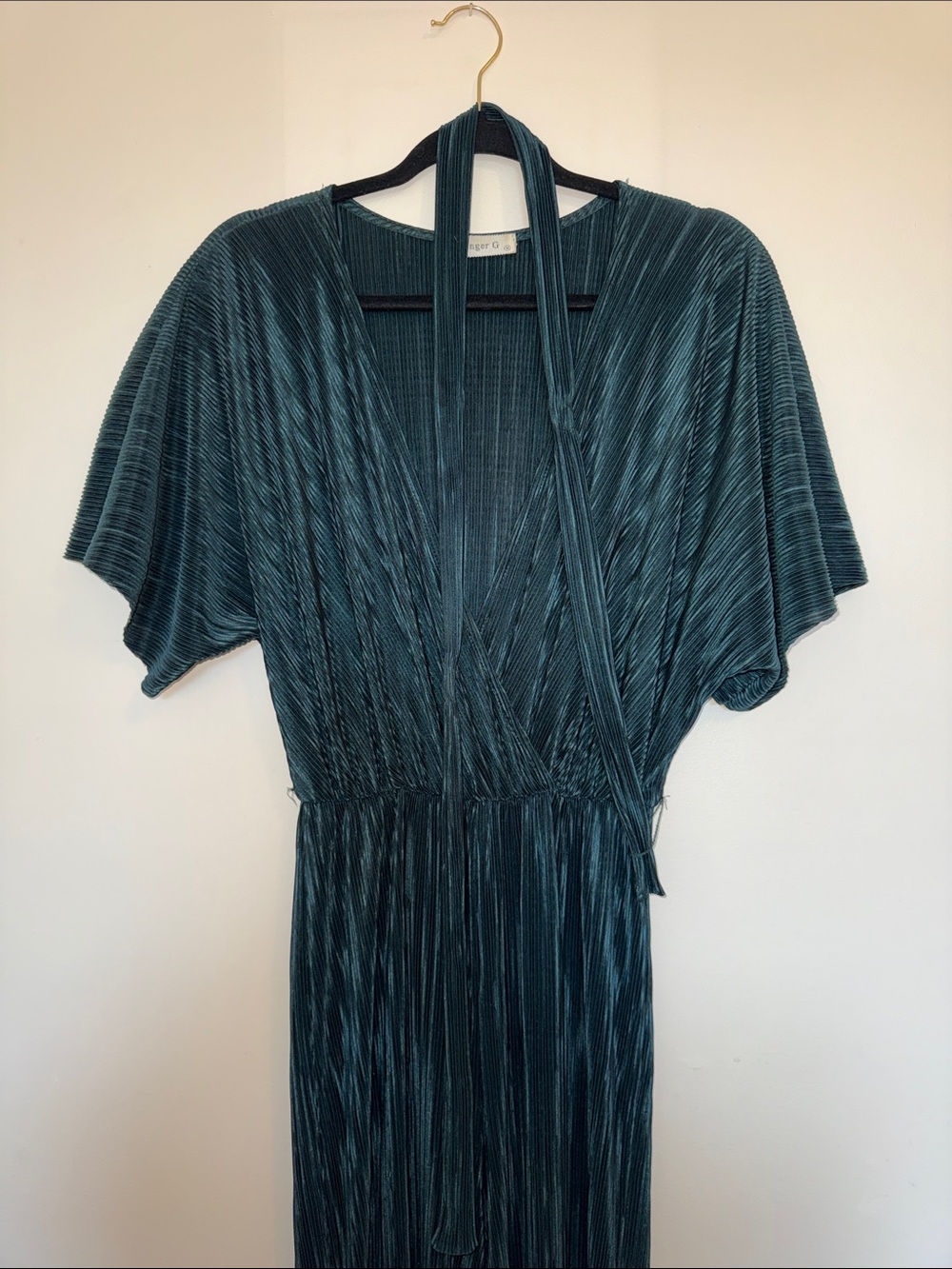 Ginger G Teal Pleated Jumpsuit with tie waist